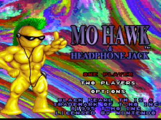 Mohawk and Headphone Jack title screen for Super Nintendo